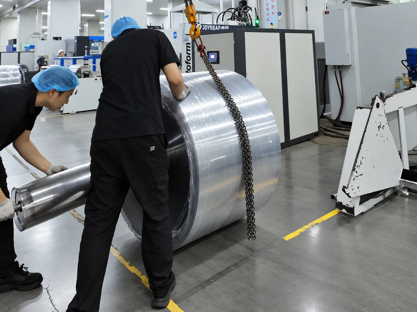 Lifting a sheet roll for production