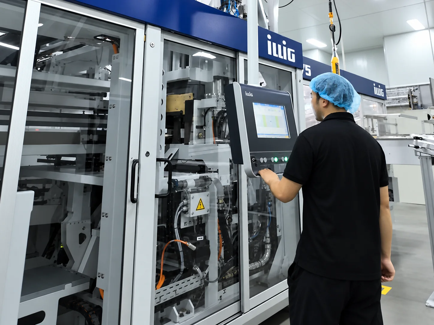 Operator at the machine controls