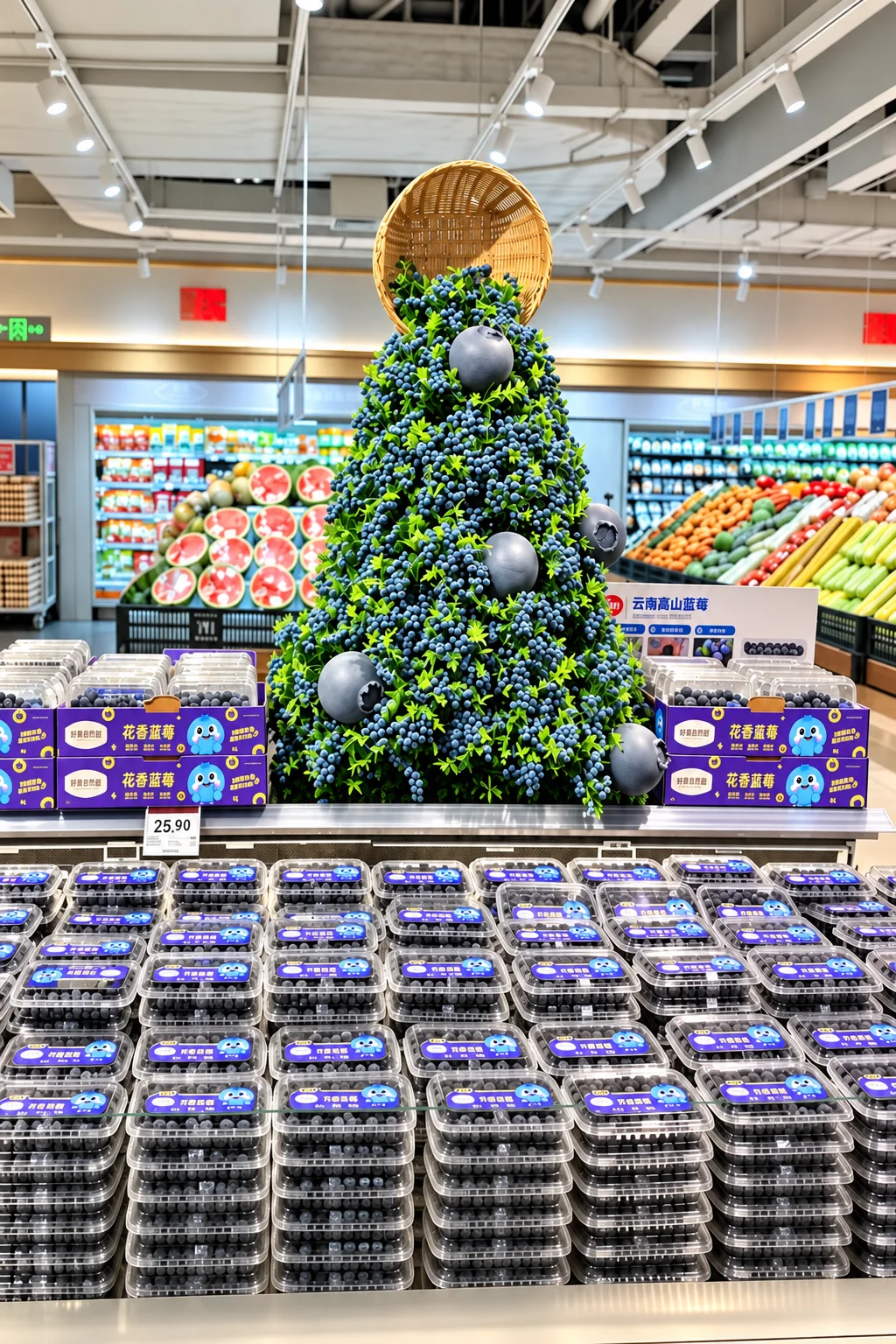 Blueberry packaging on a retail display