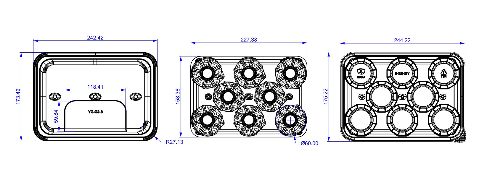 Top-view source drawing for the strawberry packaging structure