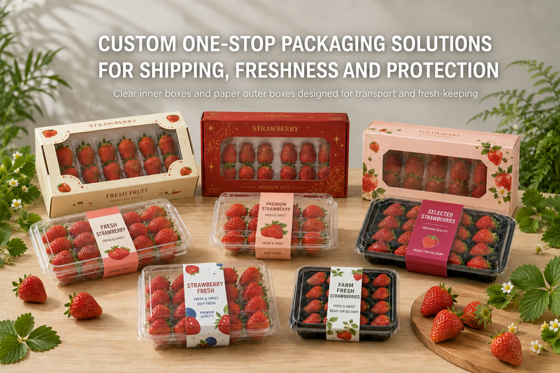Supplied composition of inner packs and outer cartons for strawberries