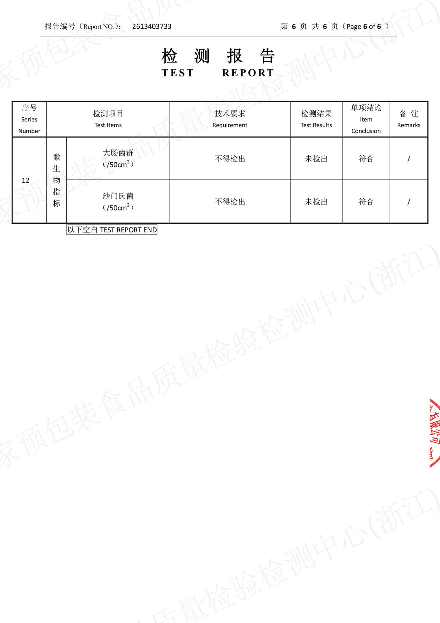 Page 6 of 6 of test report 2613403733