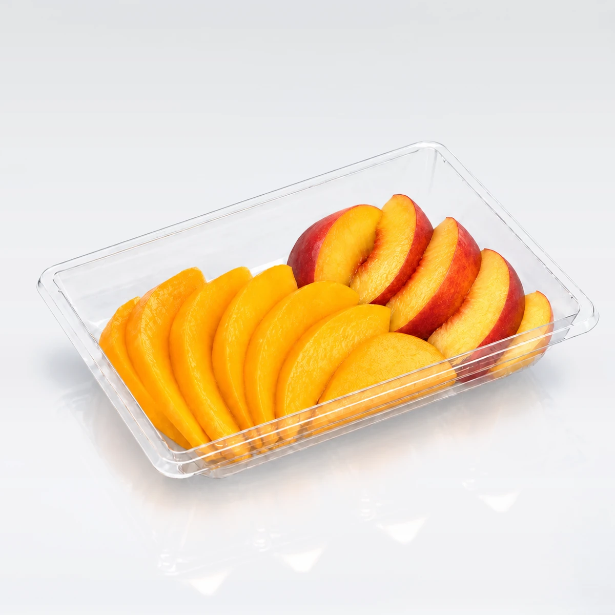 XGL-03A shallow open tray with sliced fruit