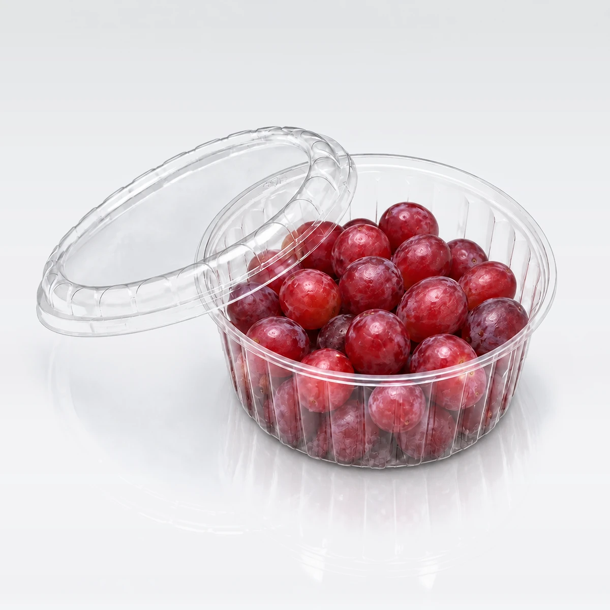 XGL-350MD round grape container with a separate clear lid