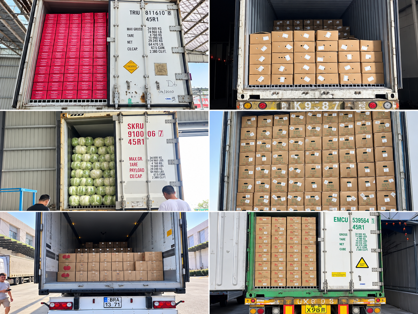 Six supplied views of packing and truck loading